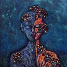 In blue
