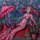 Maarit Siltamaeki Garden Picnic in the rain 2021 100cm x 120cm akryyli kankaalle