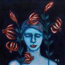 Flowers fon grandmothers garden 2022 Maarit Siltamaeki 45cm x 45cm akryyli kankaalle