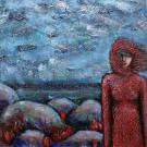 Leaving the place and the birds 2022 110cm x 80cm akryyli kankaalle Maarit Siltamaeki